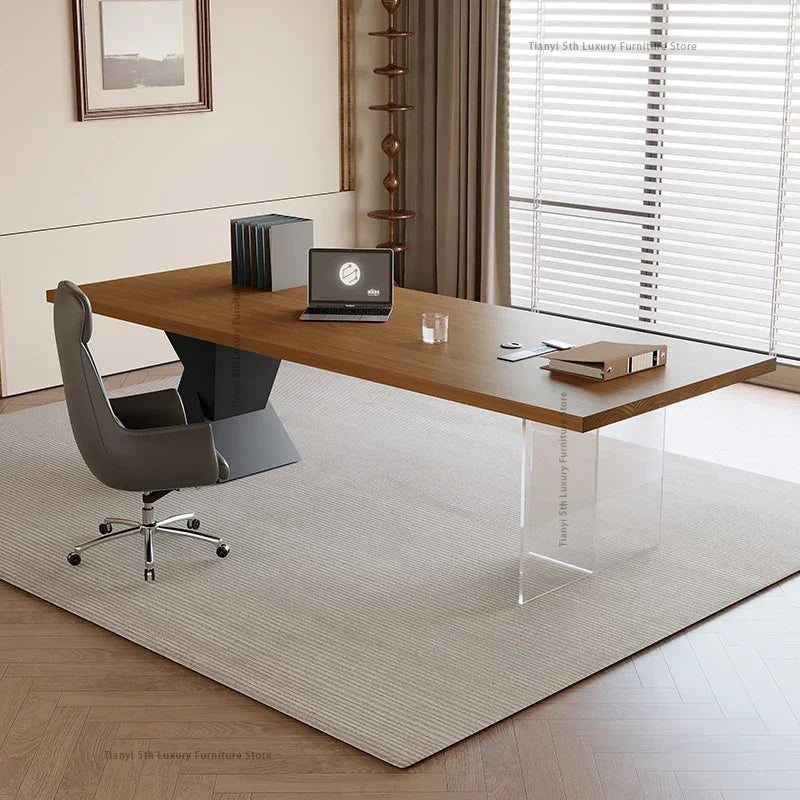 Acrylic Luxury Office Desks High-end Boss Solid Wood Designers Office Desks Simple Modern Office Furniture مكاتب كمبيوتر FYOD in a stylish workspace.