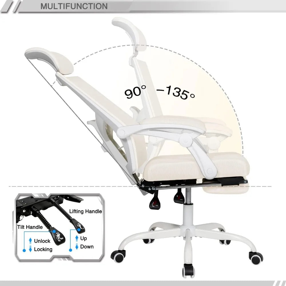 Adjustable ergonomic chair showcasing features of the Home Office Desk and Chair Set for optimal comfort and functionality.