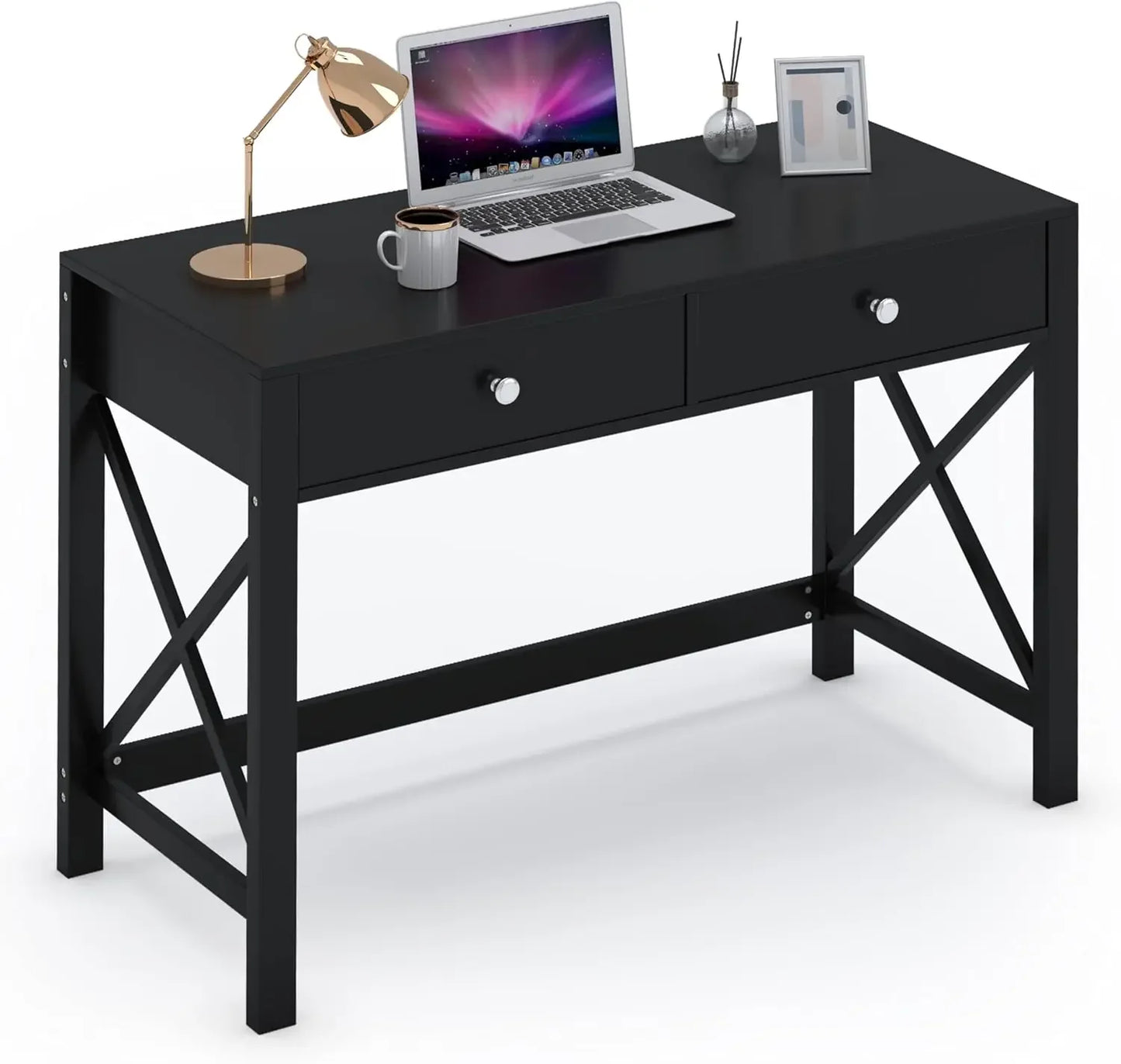 Stylish Home Office Desk with Drawers, perfect as a Writing Computer Desk for Bedroom or Small Pink Makeup Vanity Table.