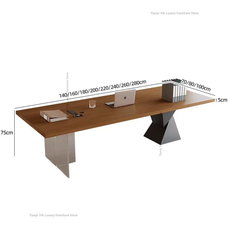 Acrylic Luxury Office Desks High-end Boss solid wood design, perfect for modern workspaces at Tianyi 5th Luxury Furniture Store.