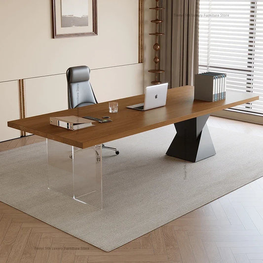 Acrylic Luxury Office Desks High-end Boss Solid Wood Designers Office Desks Simple Modern Office Furniture مكاتب كمبيوتر FYOD in a chic setting.