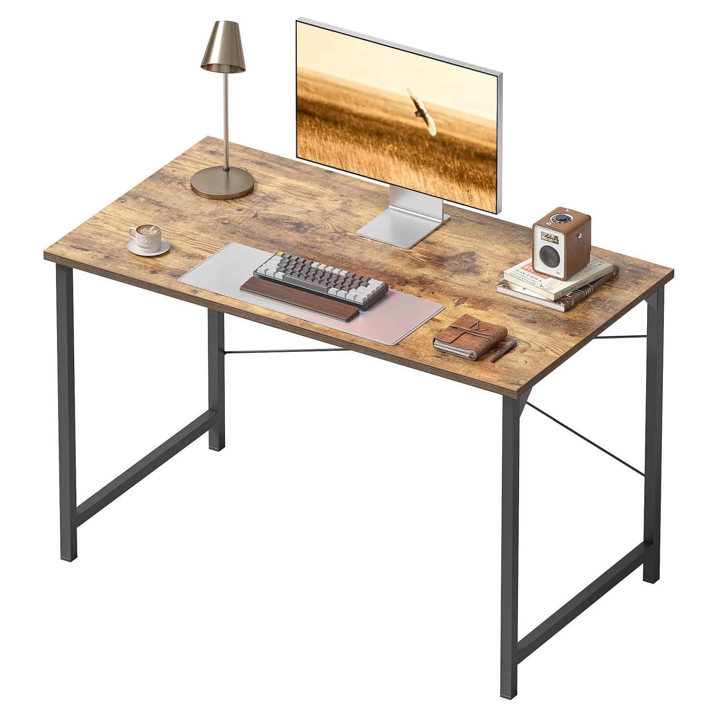 Cubiker Computer Desk 40 inch Small Home Office Desk for Small Spaces Modern Simple Style for Home Office Brown